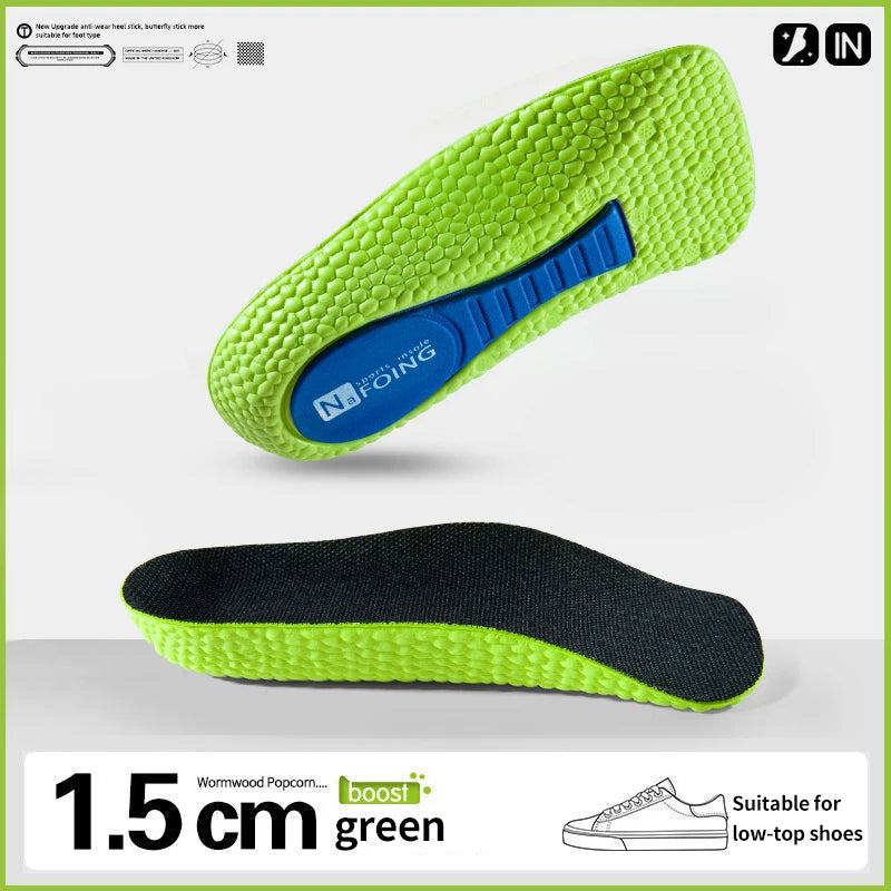 Memory Foam Height Increase Insoles for Men Women Shoes Flat Feet Arch Support Orthopedic Insoles Sneakers Heel Lift Shoe Pads