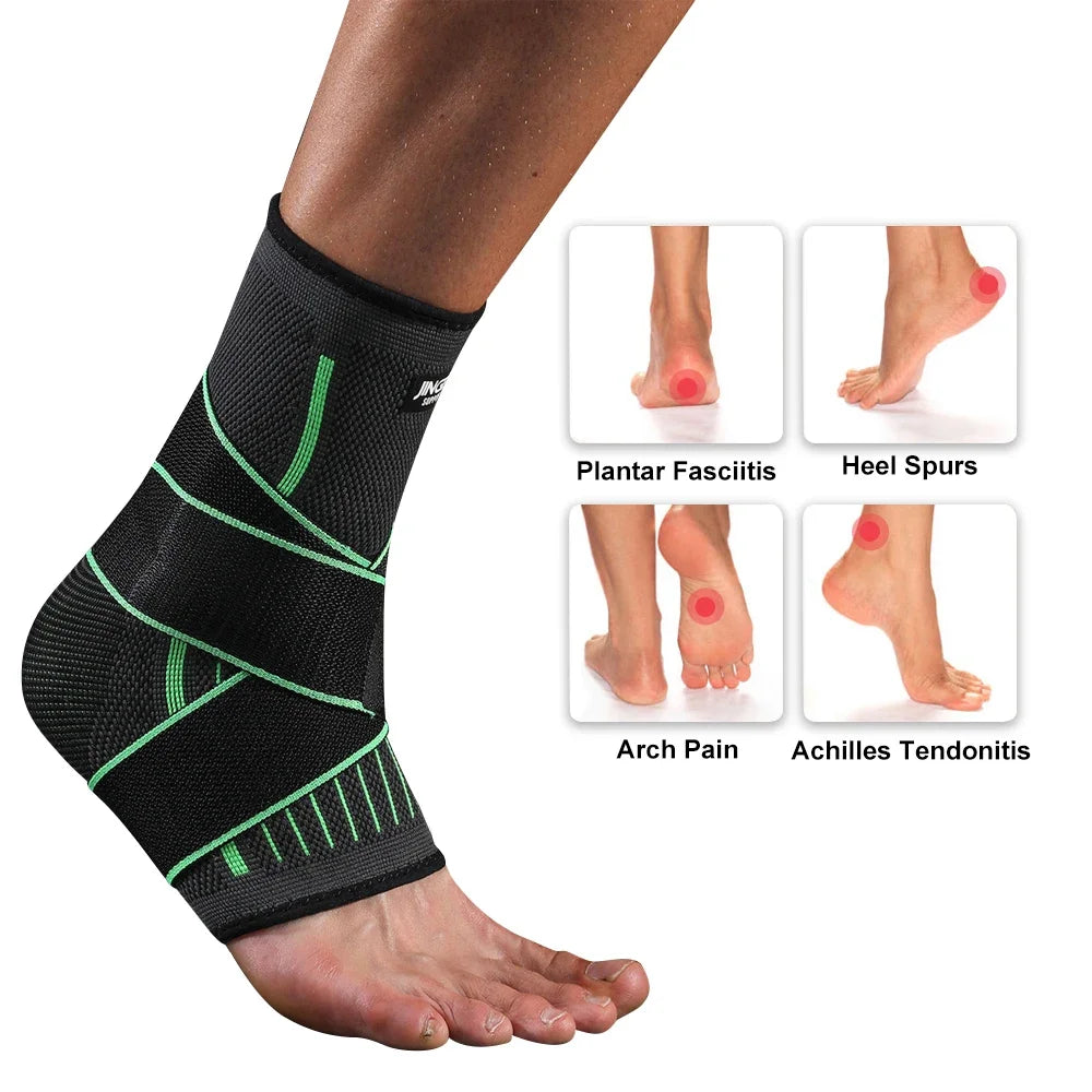 1 Pcs Ankle Brace Compression Sleeve, Adjustable Ankle Support Strap for Sprained, Plantar Fasciitis, Injury Recovery, Running
