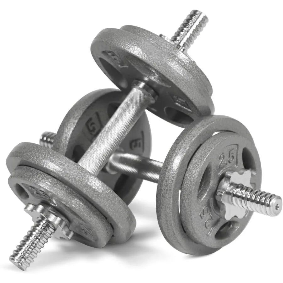 Adjustable Dumbbells Barbell Weight Set with 1Inch Threaded Chrome Knurled EZ Curl or Straight Bar Handle for Home Gym Strength