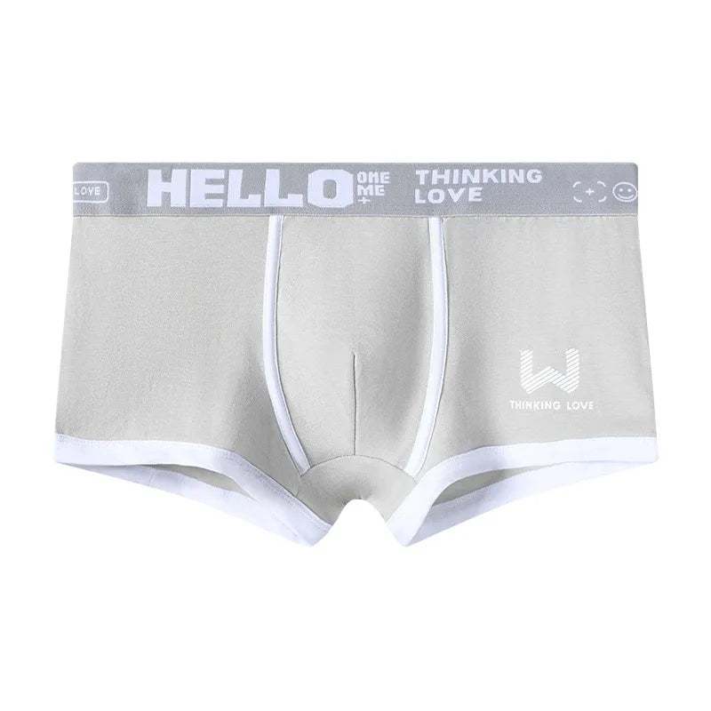 1Pcs Men Cotton Boxer Shorts Panties Underwear3 Colors L XL 2XL 3XL Soft Letter Belt Breathable Soft Fashion Sports