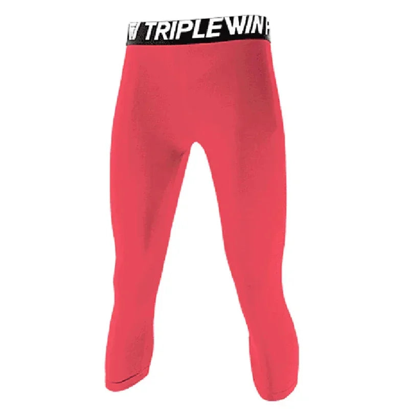 Men GYM Capri Running Tights Pants Kid Children Basketball Football Soccer Fitness Exercise Sport 3/4 Cropped Legging Shorts J12