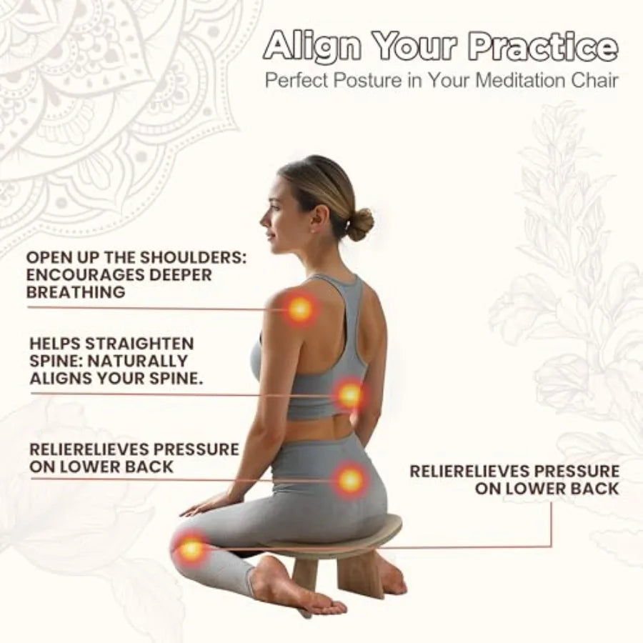 Ergonomic Wooden Meditation Bench for Seiza and Yoga Practice - Natural Portable Kneeling Seat for Travel and Prayer