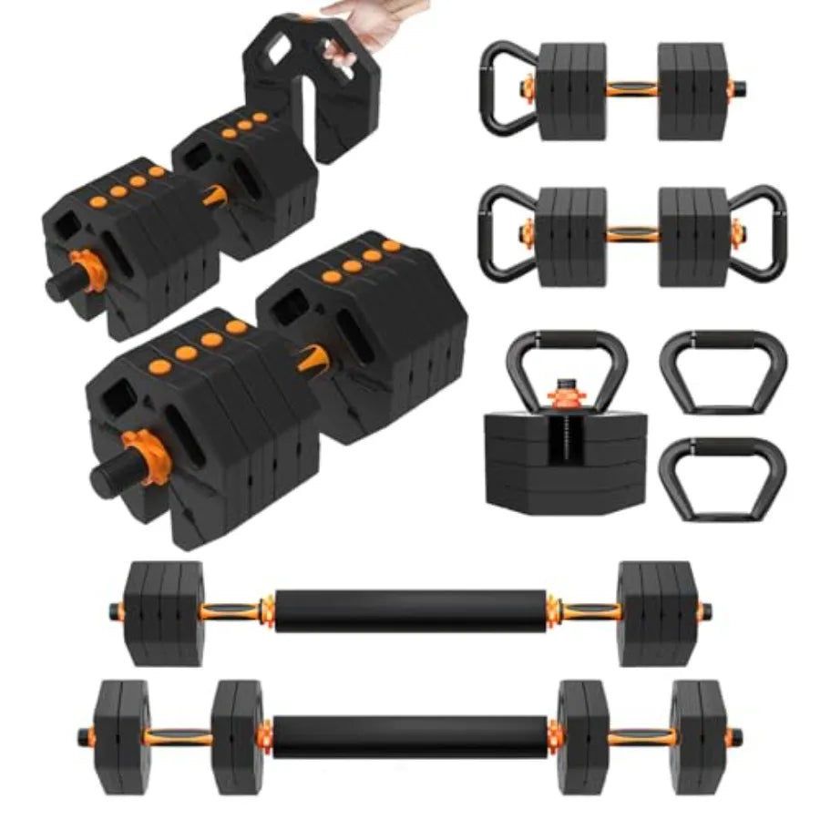 Adjustable Dumbbell Set Free Weights for Home Gym Fitness Equipment for Women Men with Upgraded Weight Plates in Black and Silv