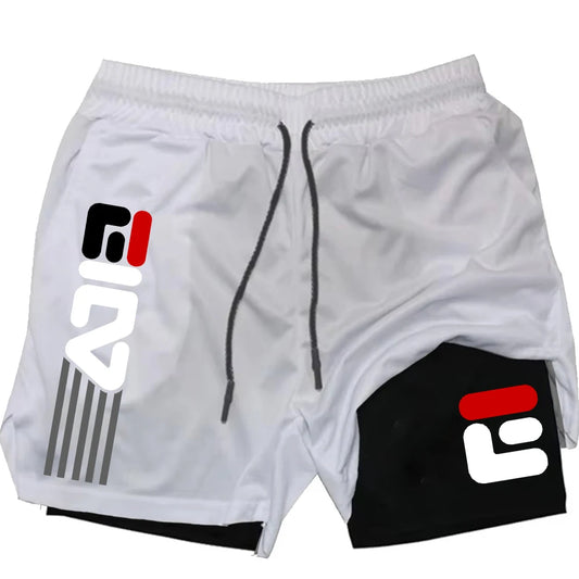 Gym Shorts Men Double-deck Workout Shorts 2 In 1 Quick Dry Workout Training Short Pants Fitness Sport Jogging Pants Running Shor
