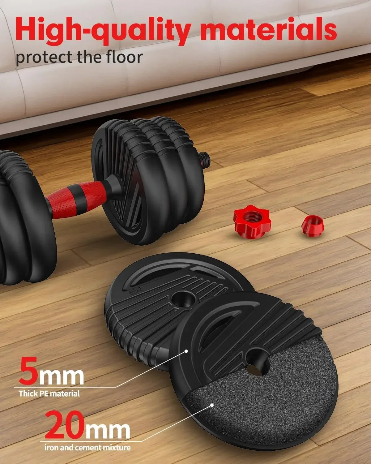 Adjustable Dumbbells, 20/30/45/70lbs Free Weight Set with Connector, 4 in1 Dumbbells Set Used as Barbell, Kettlebells