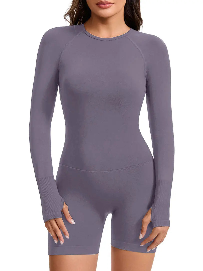 NCLAGEN Long Sleeve One Piece Gym Clothes Women Yoga Playsuit Open Back Fitness Workout Jumpsuit Backless Set Siamese Sportswear