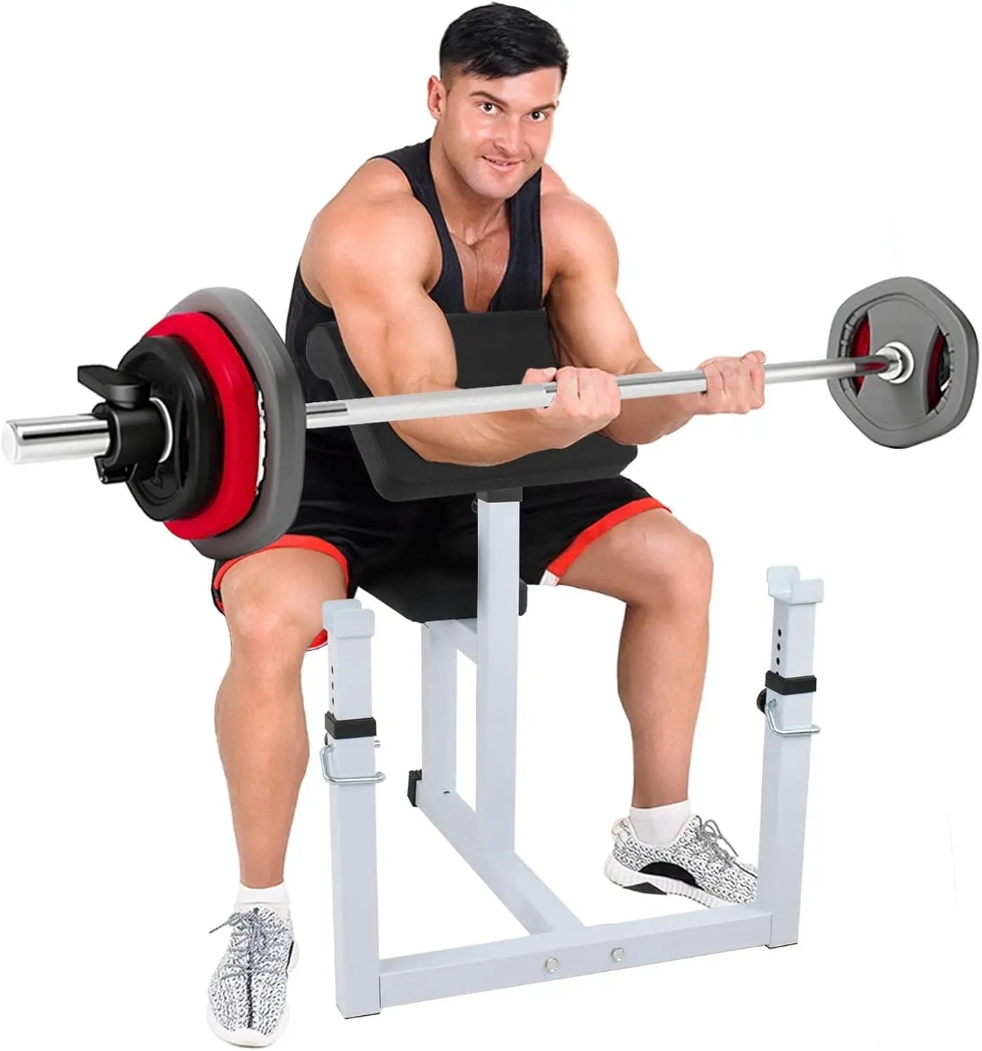 Preacher Curl Weight Bench Adjustable for Arm Curling Strength Training Isolated Barbell Dumbbell Bicep Tricep Muscle Seated Ben