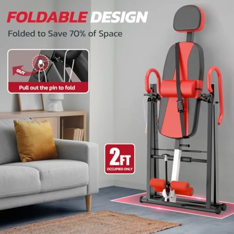Gravity Inversion Table for Back Pain Relief 2026 New Inversion Table w/Lumbar Support Easy to Assemble Back Stretcher Machine