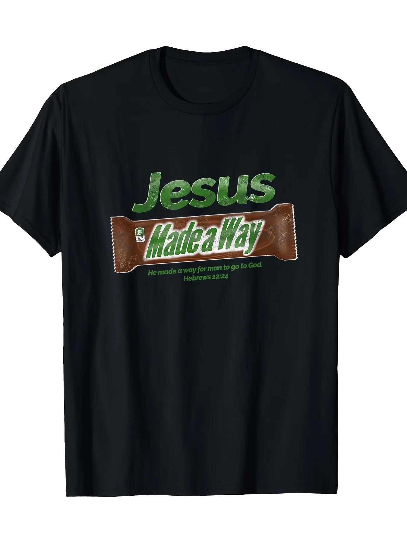 [Christian T-Shirt] 100% Cotton Jesus Made Way Graphic T-Shirt | Men's Casual Christian Gift, Short Sleeve