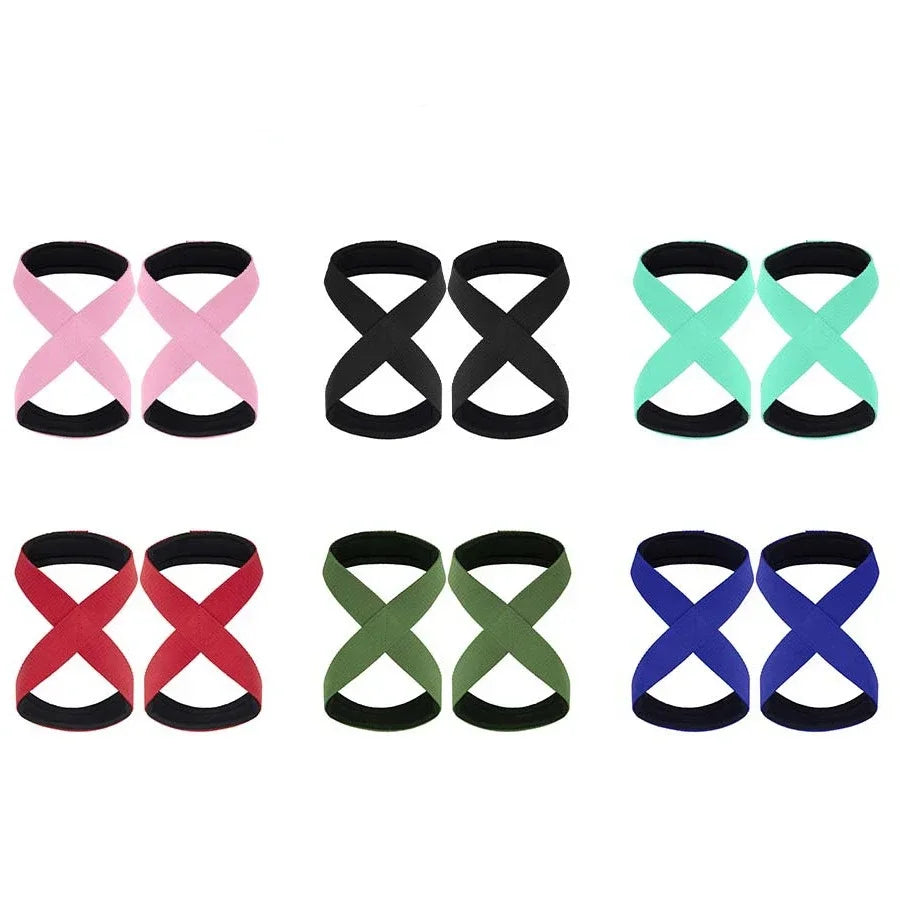 2PCS Padded Figure 8 Straps Deadlift Weight Lifting Wrist Straps Power Lifters Workout Pull-ups Horizontal Bar Gym Fitness