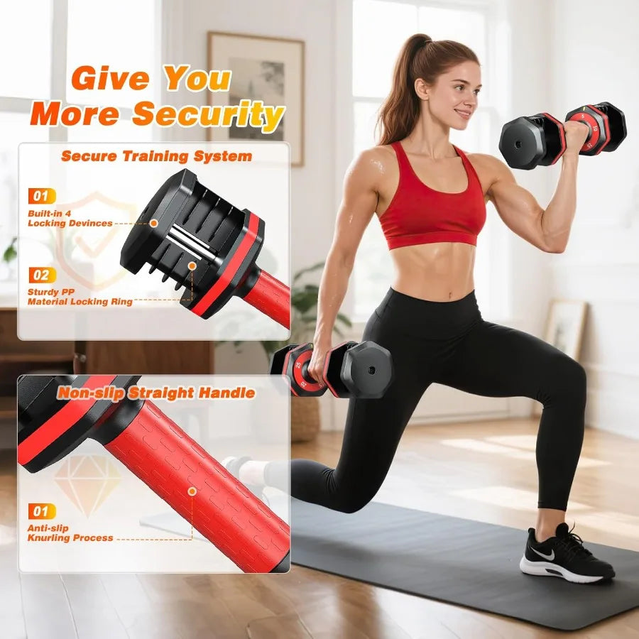 XDDIAS Adjustable Dumbbell Set of 2 with Fast Adjust Weights for Home Gym 25/55/80LB Capacity 5/10/16 in 1 Free Weights Dumbbel