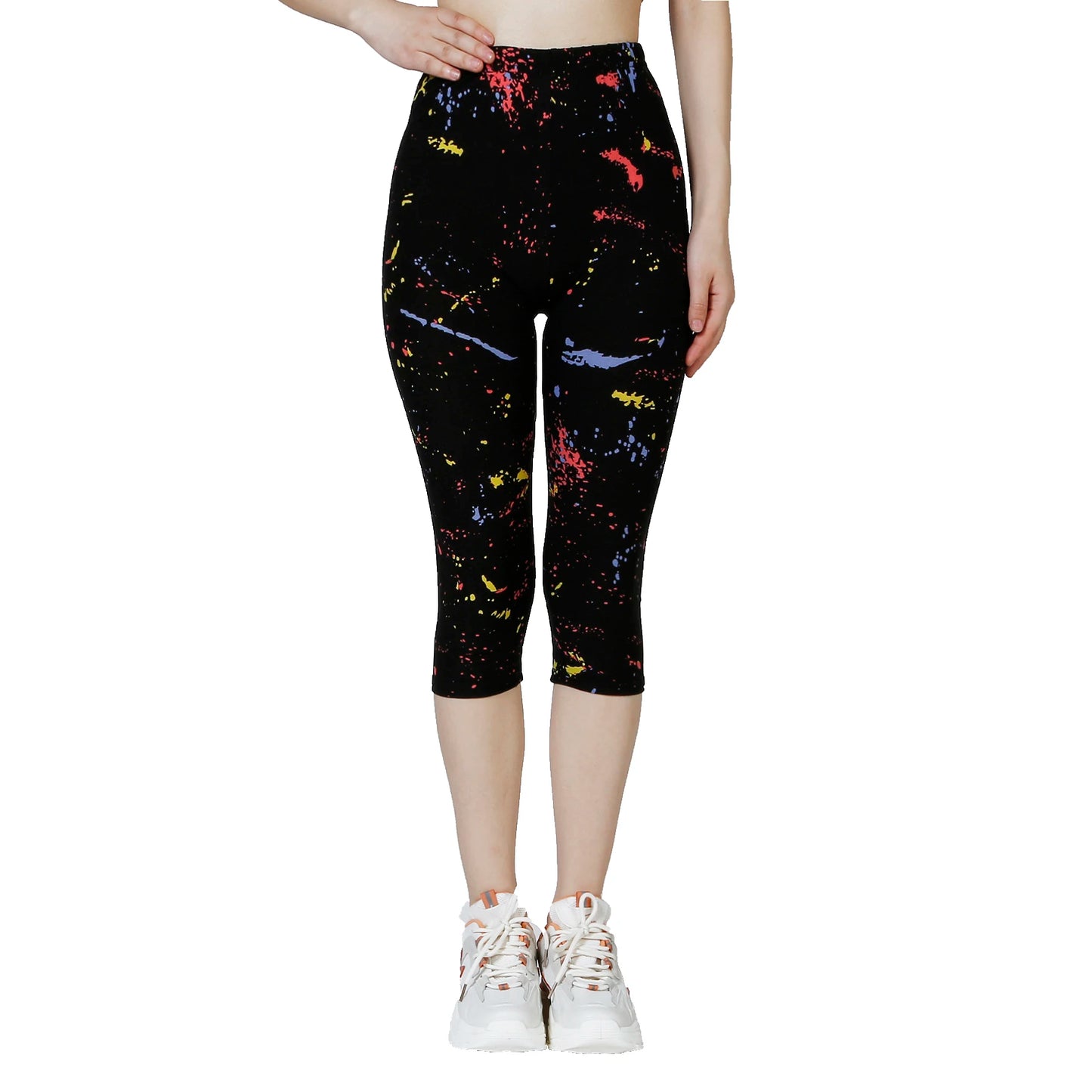 QR10 Black Speckled Ink Colored Love Printing Sept Women's Fashion High Elastic Elastic Underpants