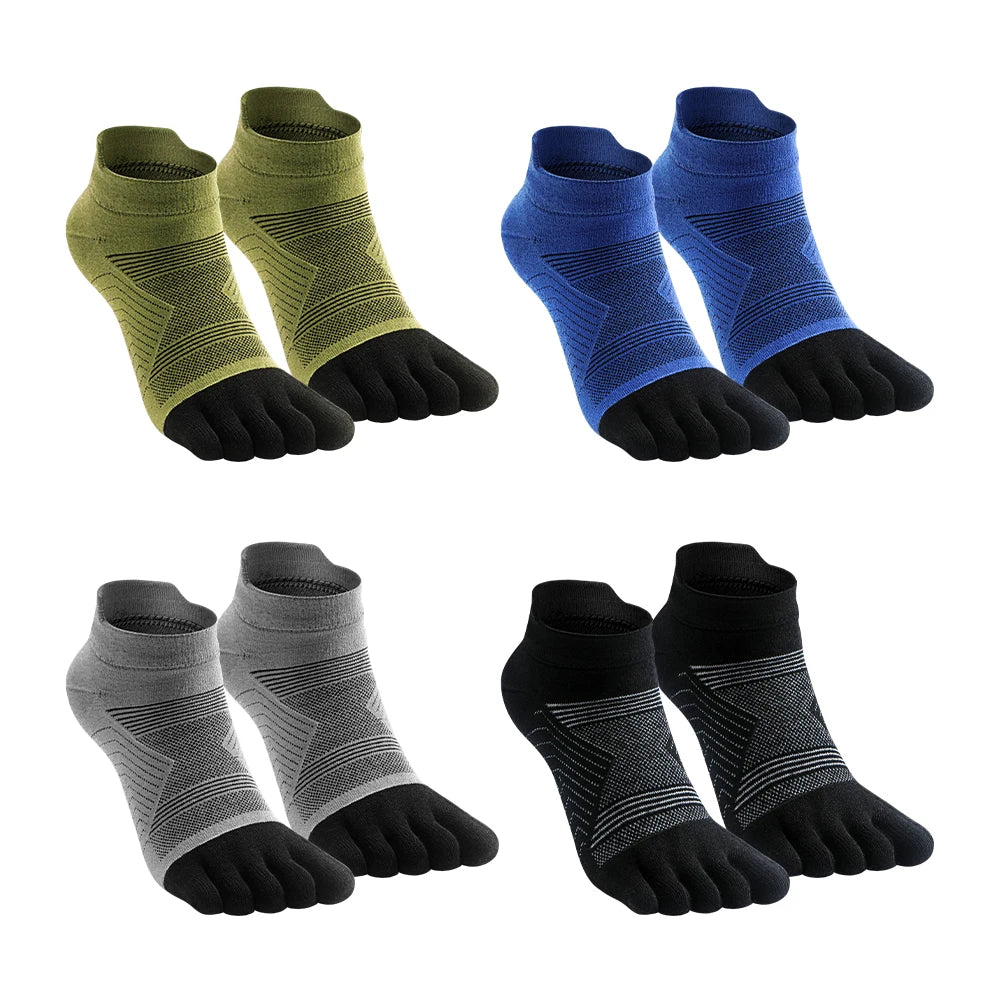 Merino Wool Hiking Socks Thermal Warm Moisture Absorption Toe Socks For Ski Climbing Running Breathable Thick Sport Toe Socks