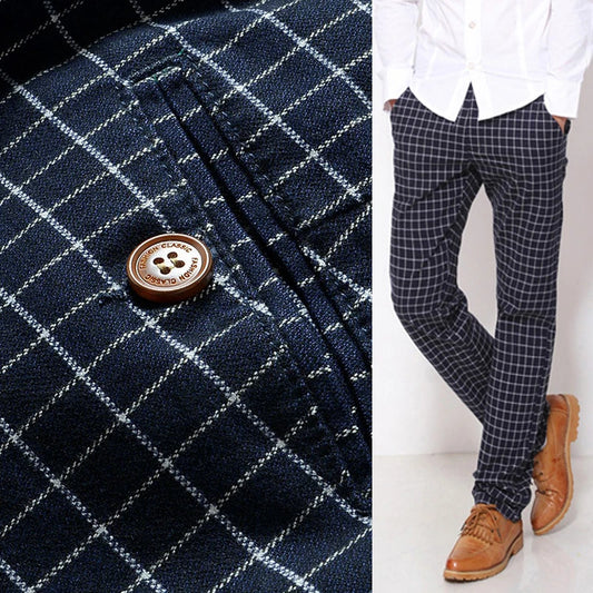 Plaid Pants Men Trousers Mens Fashion Casual High Quality Brand Business Oversized Pants Male Cotton Formal linen pants jean Man