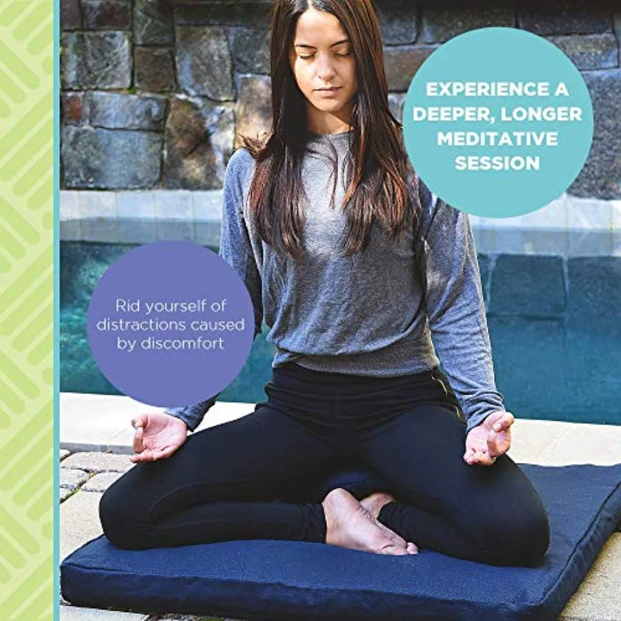 Zabuton Meditation Cushion for Workout - Supportive Yoga Floor Seat Cushion for Comfort and Posture Support - Washable Cotton F