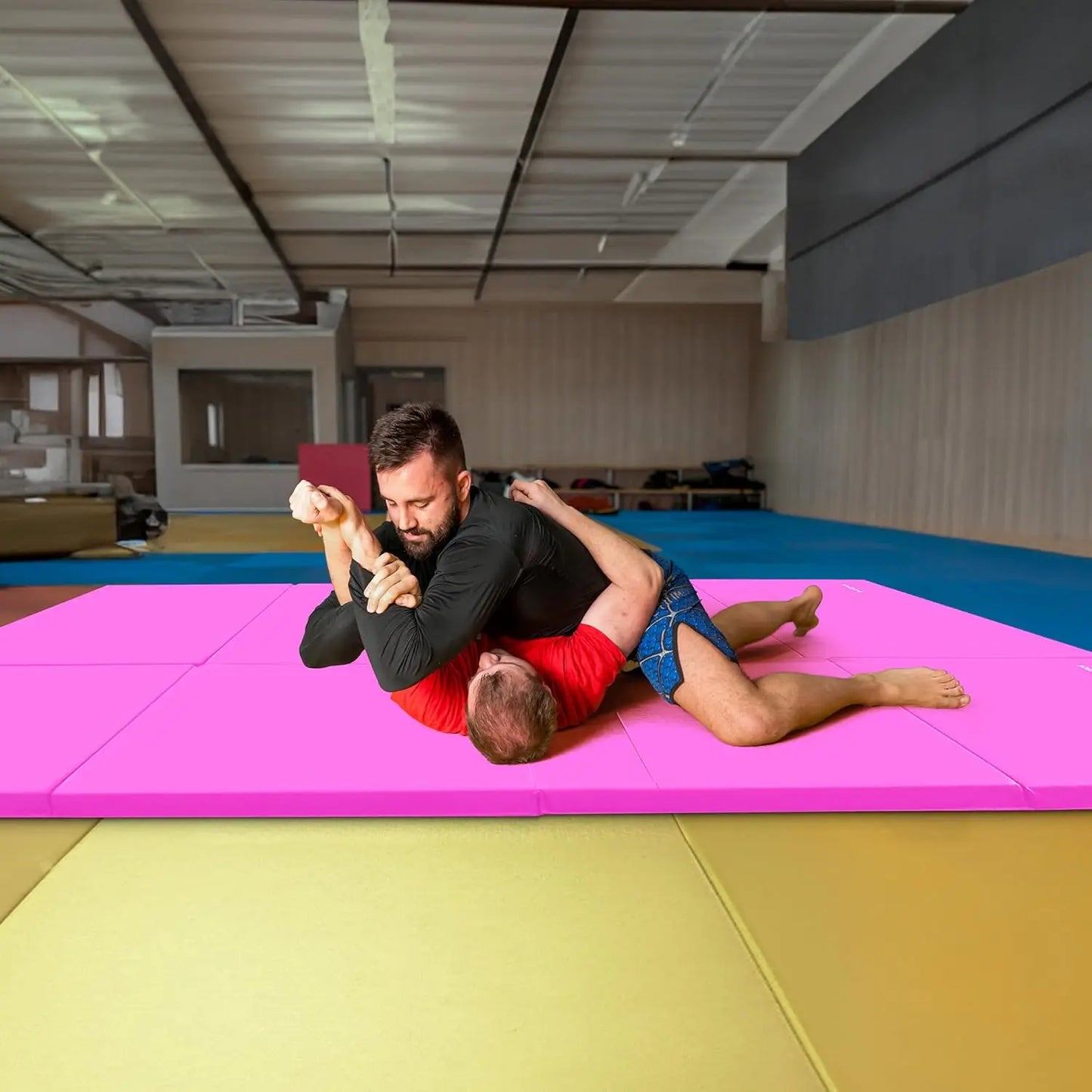 10x4 ft 4-Panel Folding Gymnastics Mat - 2-Inch Thick, Non-Slip Vinyl, Carrying Handles for Yoga, Pilates, Home Workouts