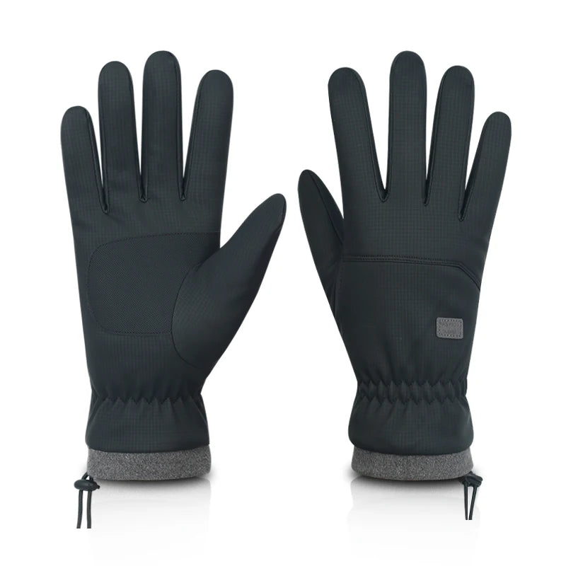 Men's Black Windproof Ski Gloves, Warm Snowboard Gloves, Men's Bicycle, Motorcycle Riding, Winter