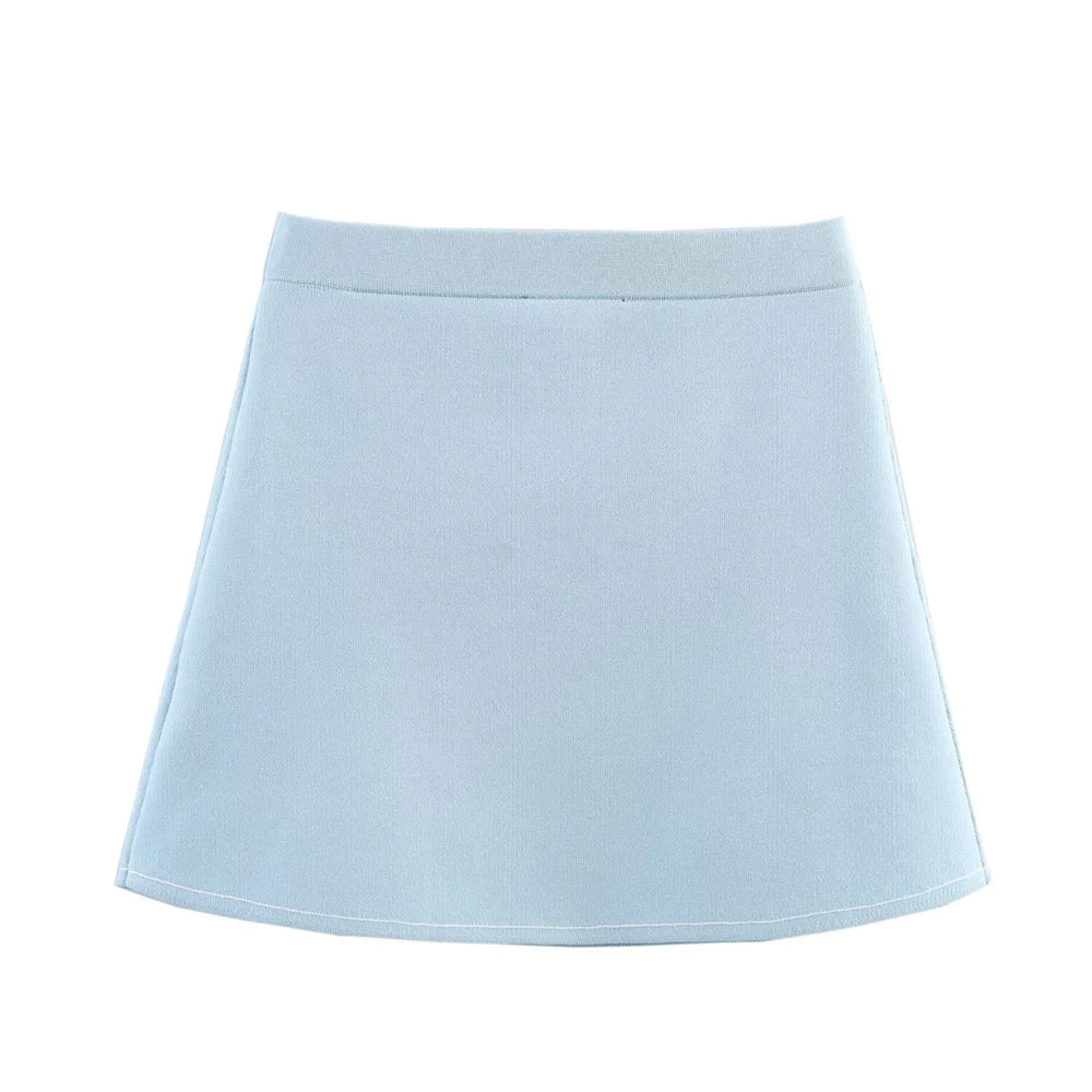 New European and American style women's clothing with decorative edge knitted jacket and skirt