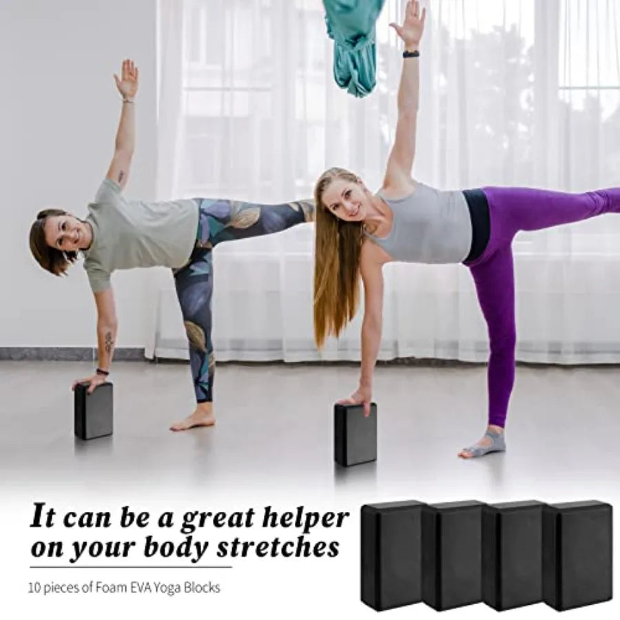 10 Pcs Foam EVA Yoga Blocks Lightweight Non Slip Supportive Yoga Bricks for Pilates Stretching and Meditation Women Men Yogi Be