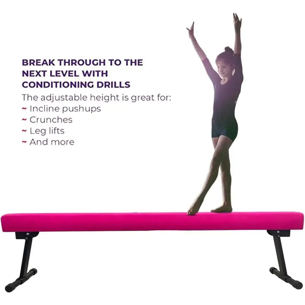 Adjustable Height Gymnastics Balance Beam for Training and Kids' Home Use - Stable Floor Beam