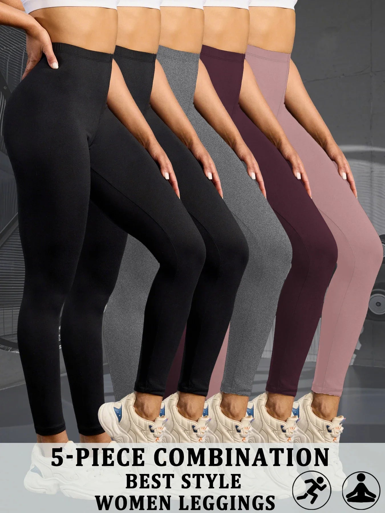 5 Pack Women's Super Soft Leggings High Elasticity No See Through Workout Yoga Running Athletic Push Up Gym Fitness Leggings