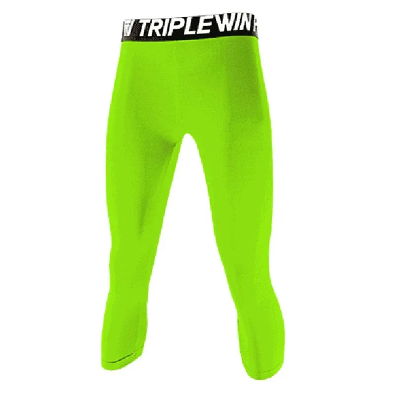 Men GYM Capri Running Tights Pants Kid Children Basketball Football Soccer Fitness Exercise Sport 3/4 Cropped Legging Shorts J12