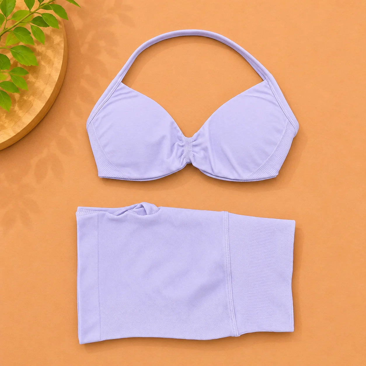 NoLogo Women Sculpt Seamless Yoga Set Sports Bra High Waist Scrunch Shorts Gym Fitness Activewear Daily Wear
