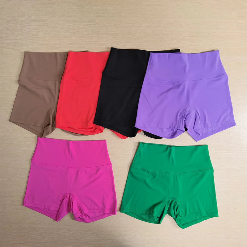 Yoga Shorts Solid Color Women Fitness Shorts High Waist Legging Bike Soft Fabric Proof Comprehensive Training Jog Sportswear