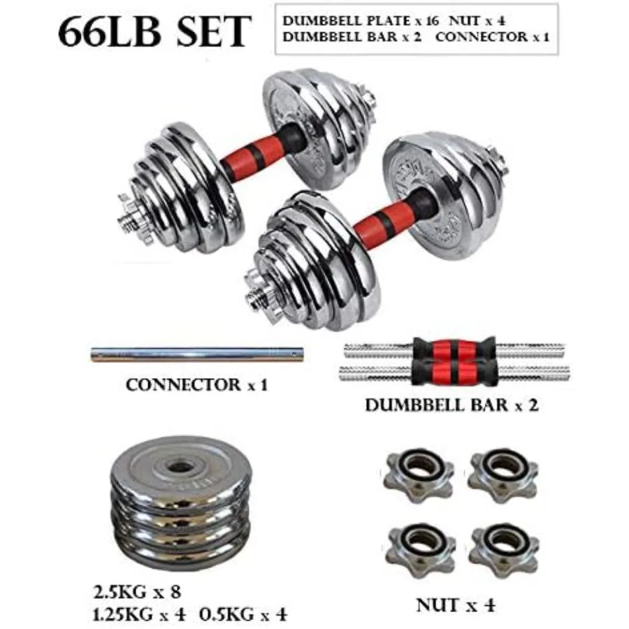 Cast Iron Adjustable Dumbbell Barbell Set 110LB 66LB 44LB Weight with Connecting Rod 2 in 1 Home Body Workout Exercise Equipmen
