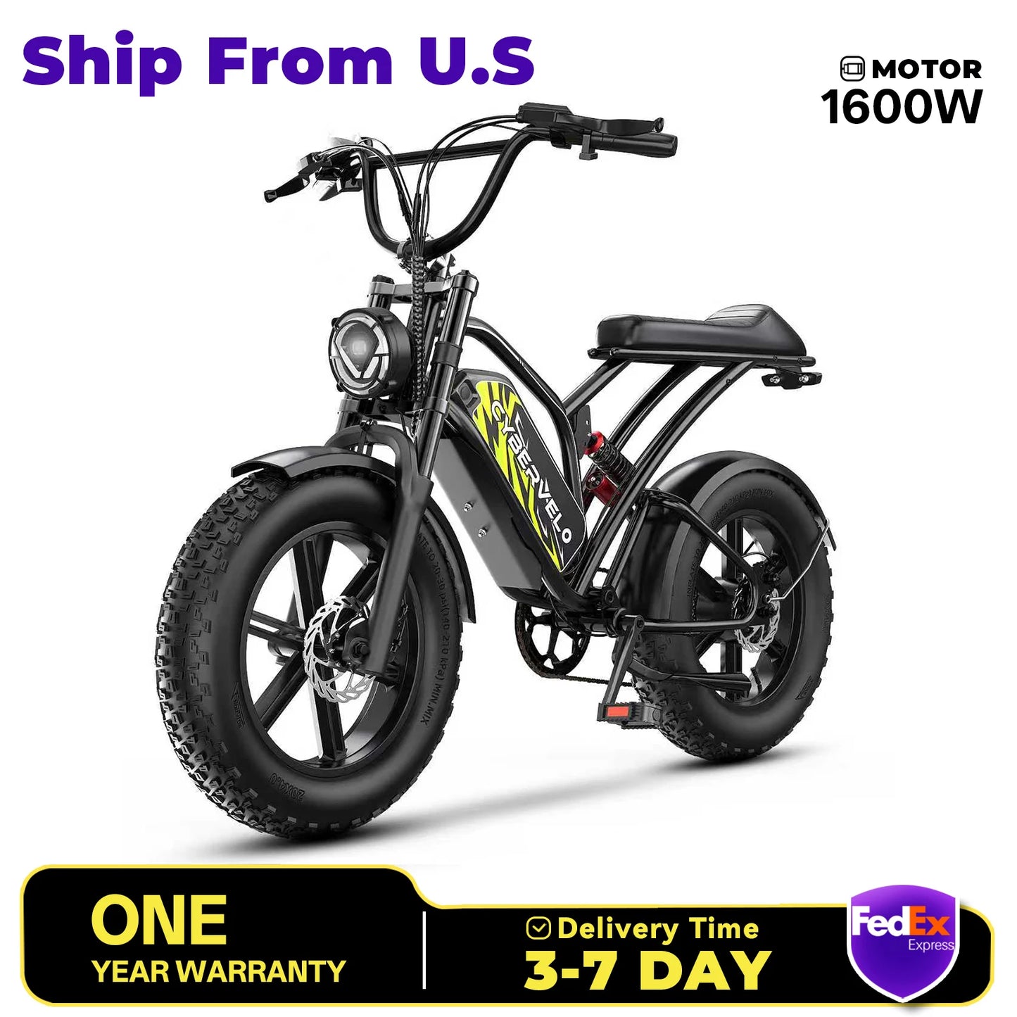 Cybervelo EK11 Electric Bike for Adults,20"Fat Tire All-Terrain E-Bike, 80Miles 30MPH Electric Bike for Sand Mountain motorcycle