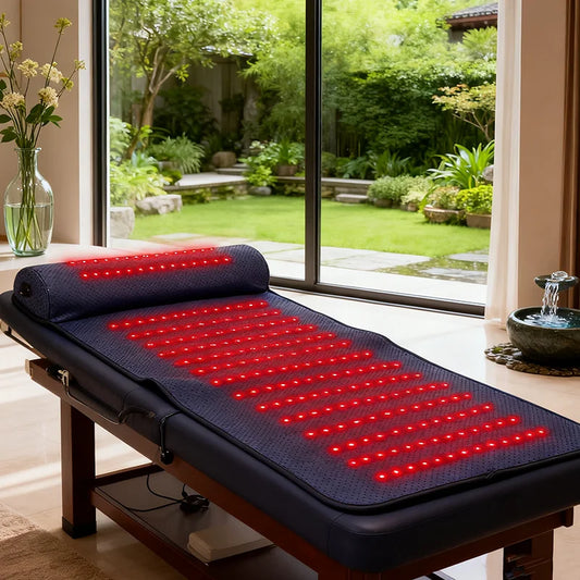 Red Light Therapy Mat with Far Infrared Heat 3D Neck Support Professional Pain Relief Massage Mat for Home Spa Use Muscle Relax