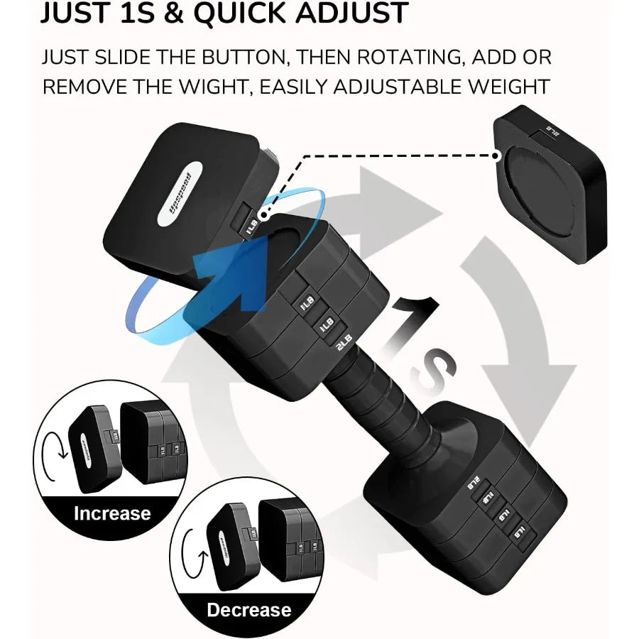 Adjustable Dumbbell Set for Women and Men 16LB 20LB Hand Weights Dumbbells Sets for Home Gym Workout Strength Training Equipmen