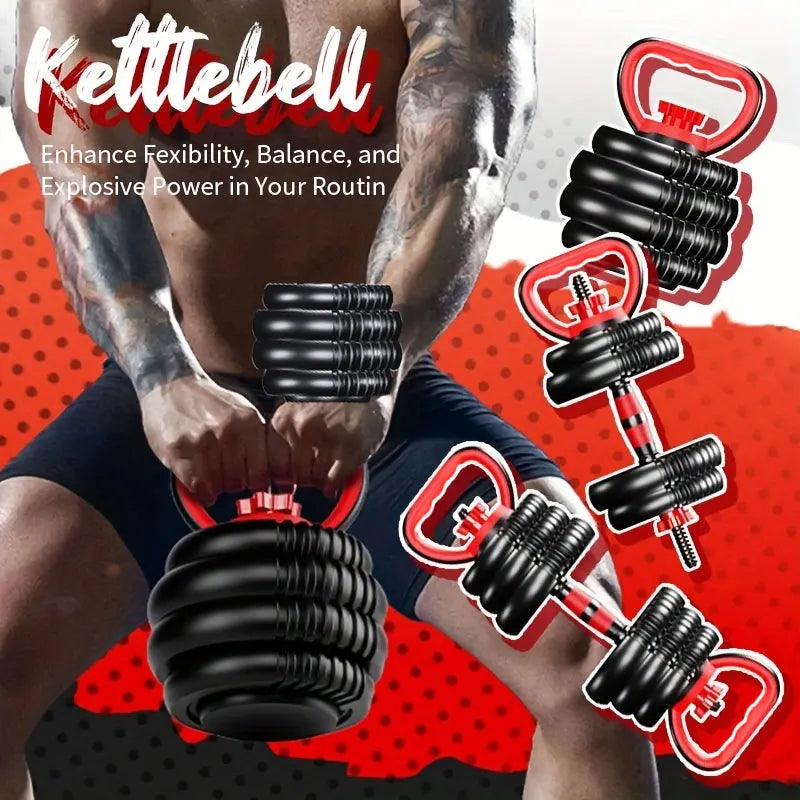 4-in-1 adjustable weight dumbbell set, dumbbells, barbells, kettlebells, prone push-up mode, 22lbs/33lbs kg exercise equipment