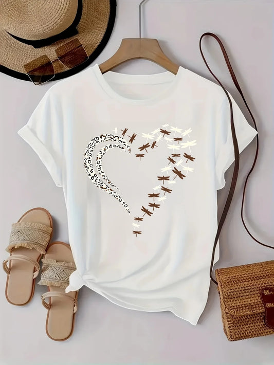 Fashionable Women'S T-Shirt  Comfortable And Relaxed Round Neck Suitable for All Seasons Elegant Casual Top Party  Must Have