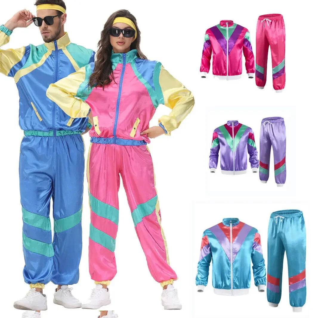 Mens 80s 90s Shell Suit Costume Adult Sports  Neon  Dress Outfit   cosplay costumes  anime cosplay