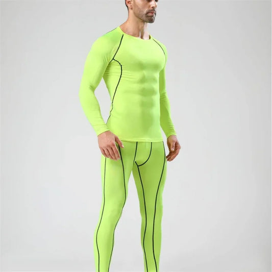 Men Compression Running Set Quick Dry Gym Sport Sweatsuit Man Long Sleeve Jogging Training Suit Fitness Tracksuit Gym Clothing