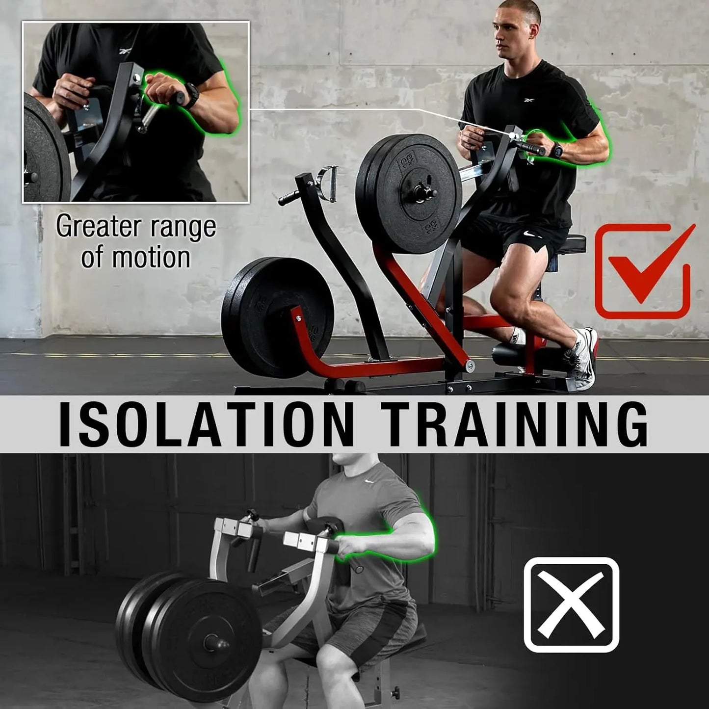 Plate Loaded Seated Row Machine for Home Gym, 400LB Capacity, Independent Arms & Adjustable Seat for Full Back, Customized