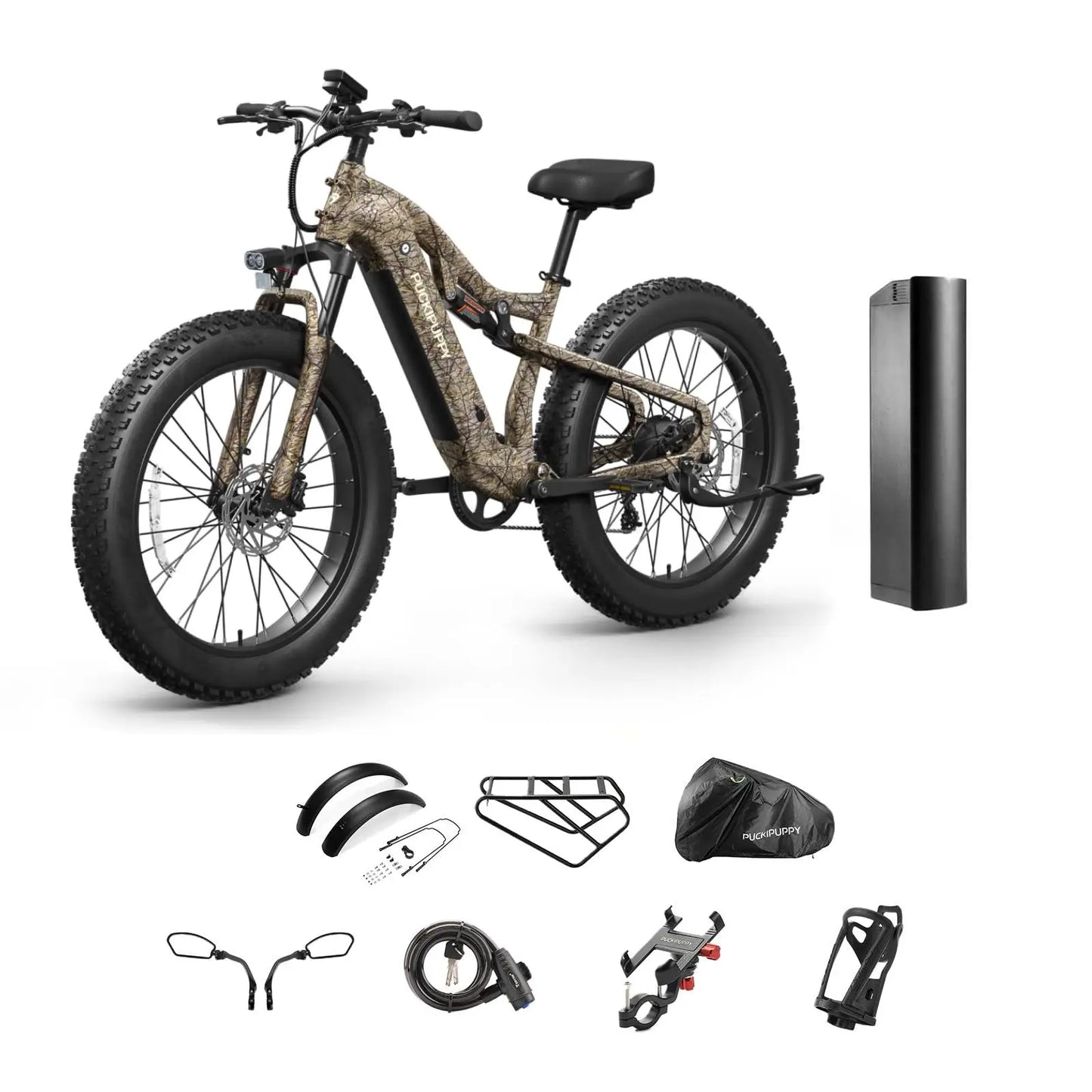 PUCKIPUPPY Labrador pro Electric Bike 1350W Peak 48V 20AH Battery Ebike 26" Fat Tire Electric Mountain Bike 2-Year Warranty