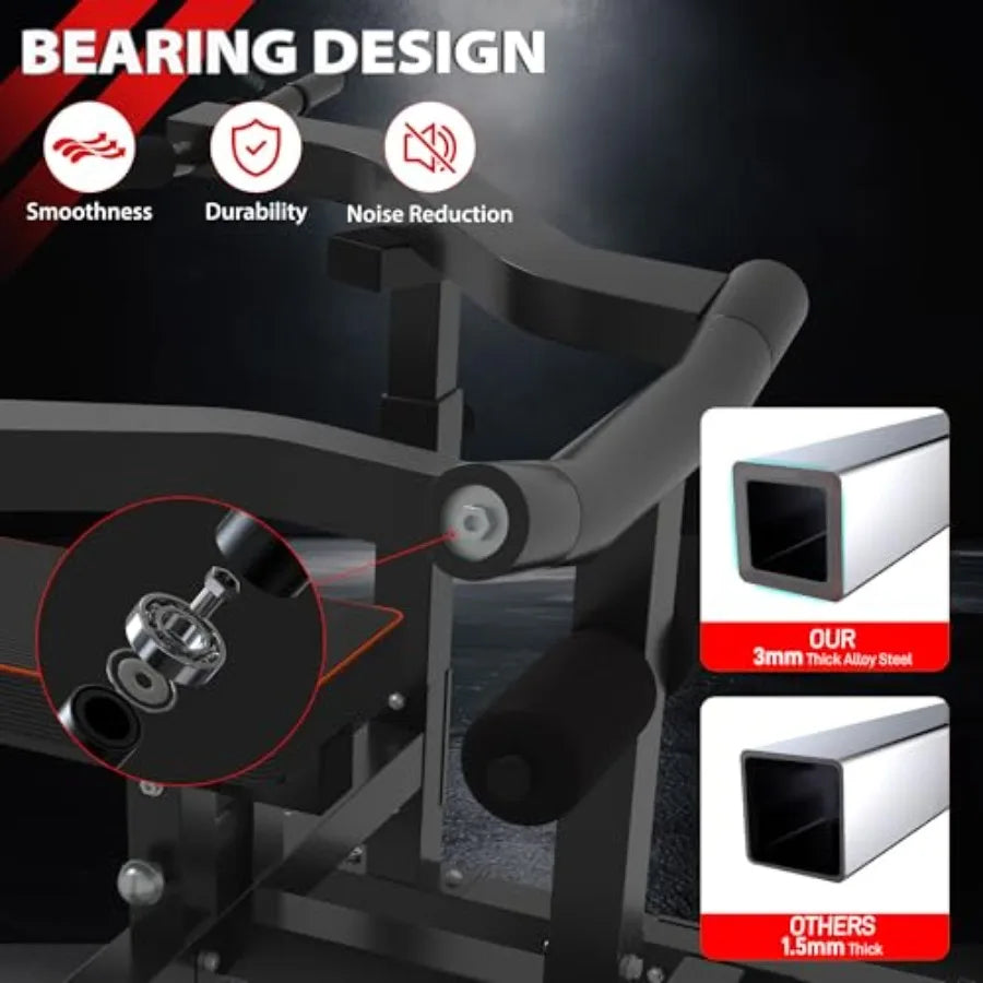 Adjustable Chest Press Machine with Independent Converging Arms Flat/Incline Weight Bench for Home Gym AB Workout Strength Trai