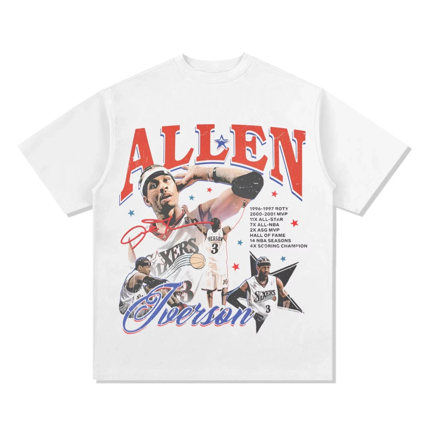 Allen Iverson Printed Short Sleeve Answer American Basketball Fan Cotton T-shirt Summer Casual Vintage Short Sleeve Top
