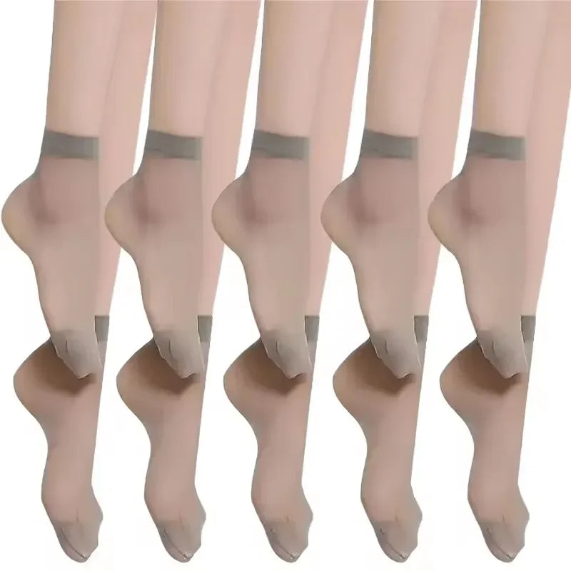 40pcs Summer Transparent Thin Socks Women Black Skin Ultrathin Stockings Female Sexy Crystal Short Ankle Sock Nylon Non-Slip