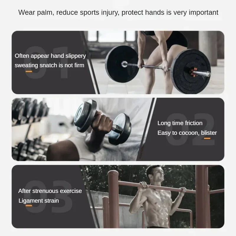 2Pcs Cowhide Gym Gloves Grips Anti-Skid Weight Power Booster Belt Lifting Pull-up Deadlift Workout Fitness Palm Training Guards