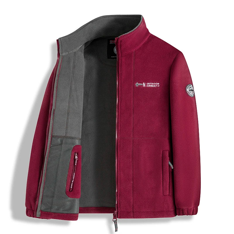 2025 Men's Fleece Coat Autumn and Winter Thickened Warm Windproof Cold-proof Loose Plus Size Outdoor Sports Collar Fleece Jacket