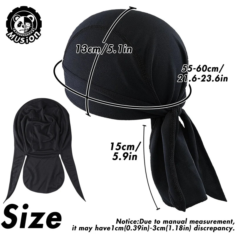 Musion Durag for Men Cycling Pirate Hat Breathable Mesh Pirate Bandana Cap Sweat Absorbent Helmet Inner Head Cover Skull Cap for