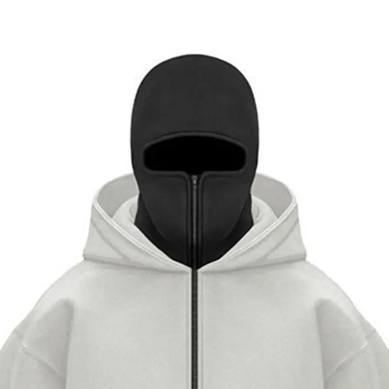 Adult Zipper Hooded Sweatshirt Soft Fleece Jacket With Hoodie Mask Men Women Windbreaker  Casual Outwear Loose Sports Coat Tops
