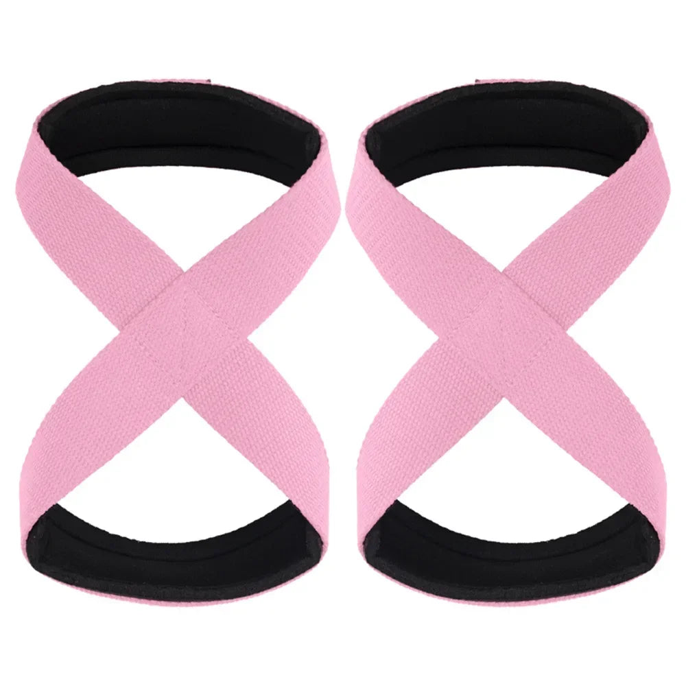 2PCS Padded Figure 8 Straps Deadlift Weight Lifting Wrist Straps Power Lifters Workout Pull-ups Horizontal Bar Gym Fitness