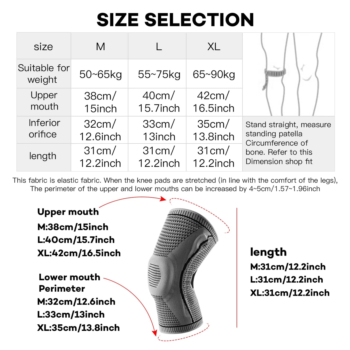 1/2 PC Knee Pads Strap Patella Medial Support Meniscus Silicone Compression Protection Sport Knee Braces Basketball Running Prot