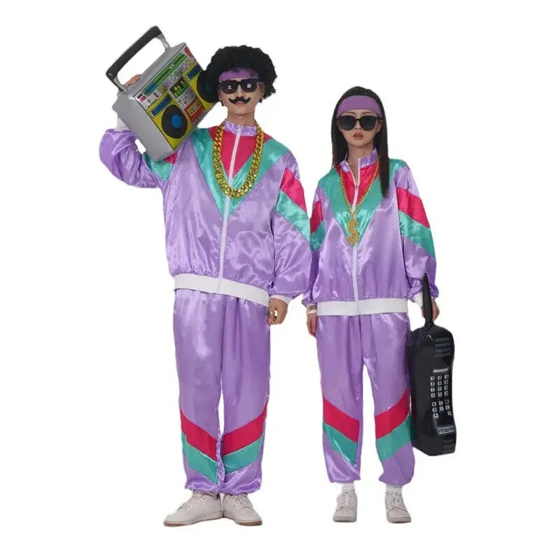 Mens 80s 90s Shell Suit Costume Adult Sports  Neon  Dress Outfit   cosplay costumes  anime cosplay