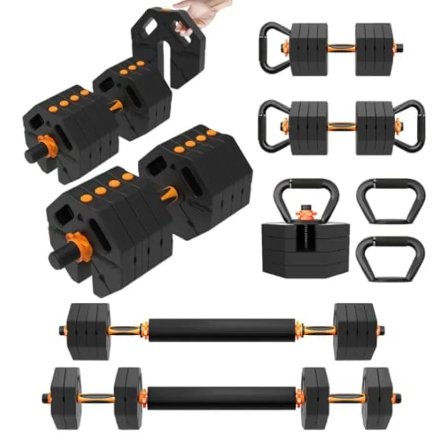 Adjustable Dumbbell Set Free Weights for Home Gym Fitness Equipment for Women Men with Upgraded Weight Plates in Black and Silv