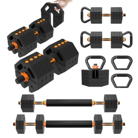 Adjustable Dumbbell Set Free Weights for Home Gym Fitness Equipment for Women Men with Upgraded Weight Plates in Black and Silv